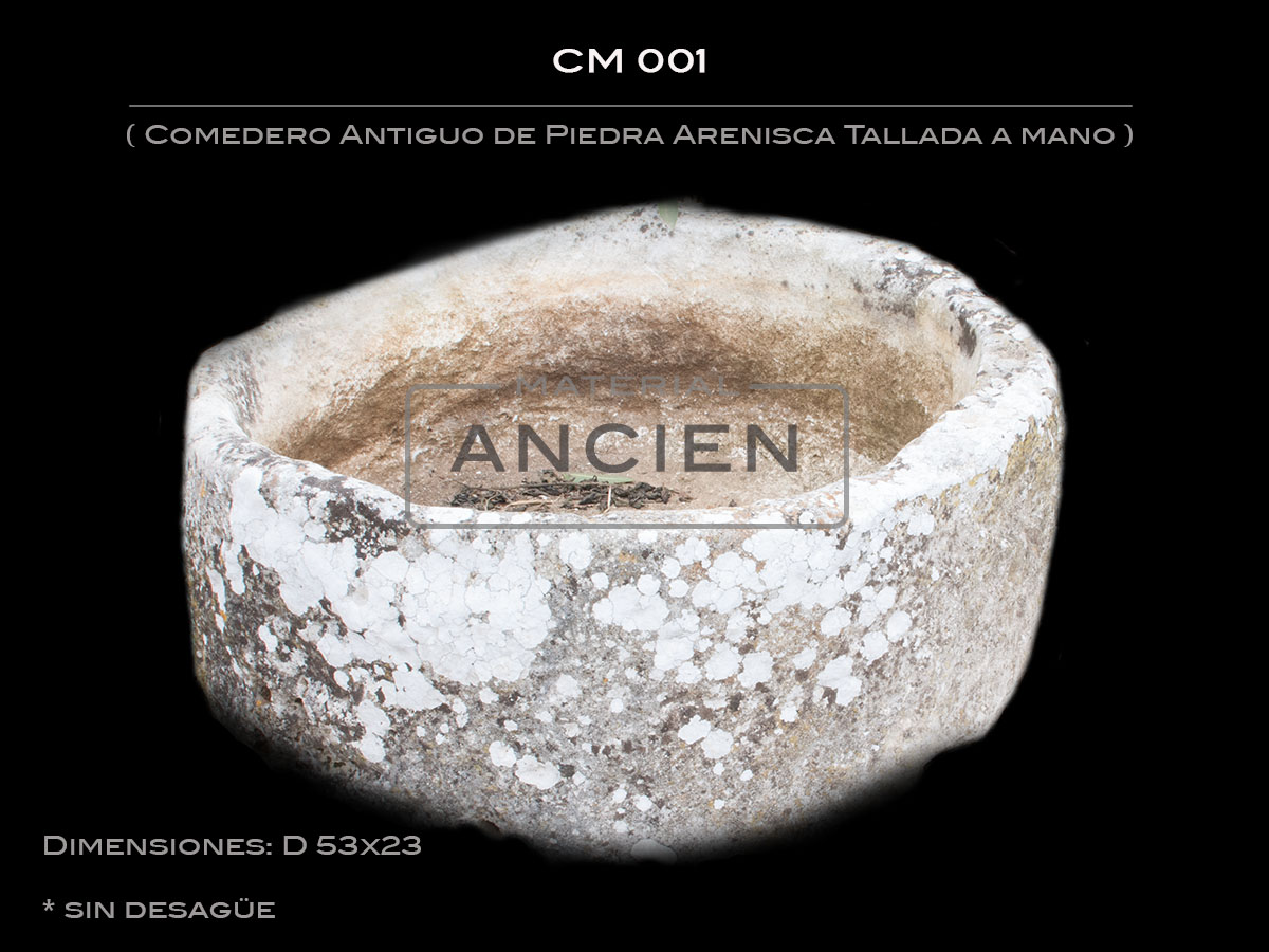 Comedero Antiguo de Piedra Arenisca Tallada a mano CM 001