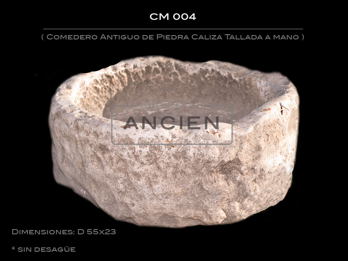 Comedero Antiguo de Piedra Caliza Tallada a mano CM 004