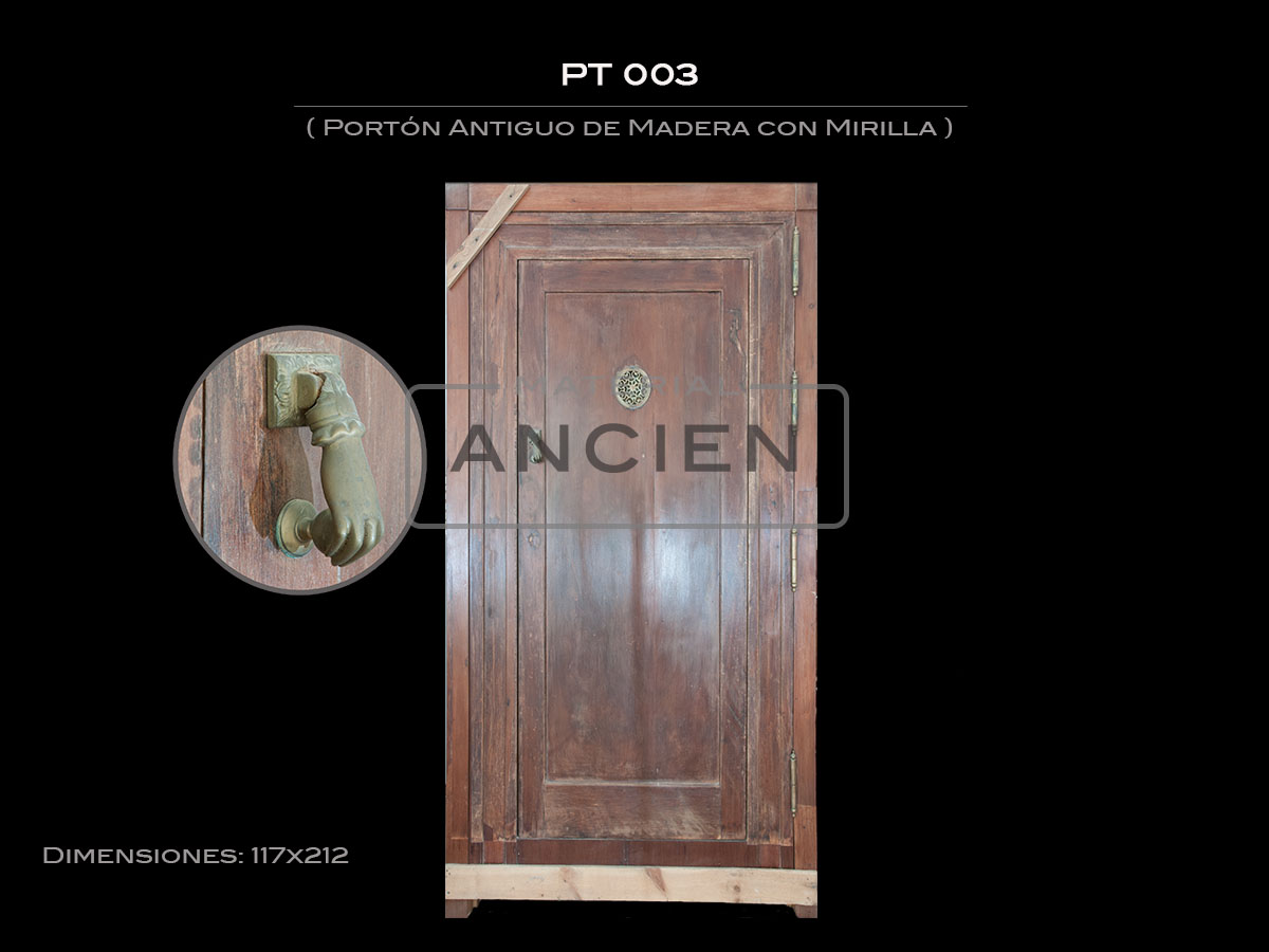 Portón Antiguo de Madera con Mirilla  PT 003